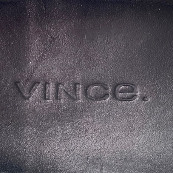 Vince Blair Black Leather Perforated Slide On Shoes - Picture 10 of 11